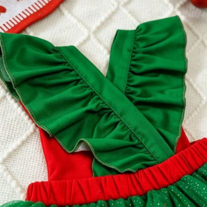 Baby Red Christmas Elf Ruffle Tulle Bodysuit - image 5