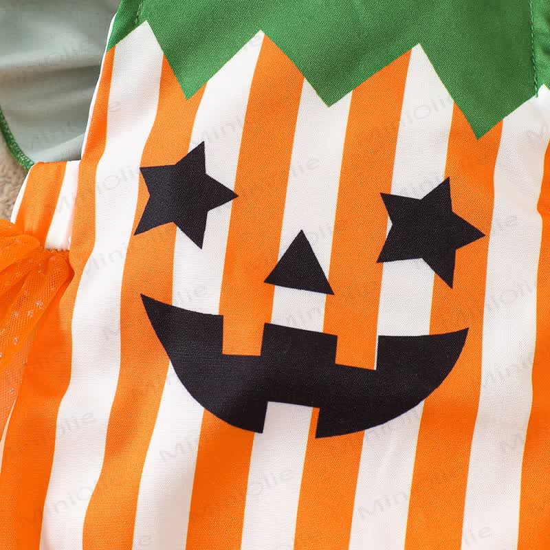Baby Halloween Pumpkin Tulle Striped Bodysuit - image 4