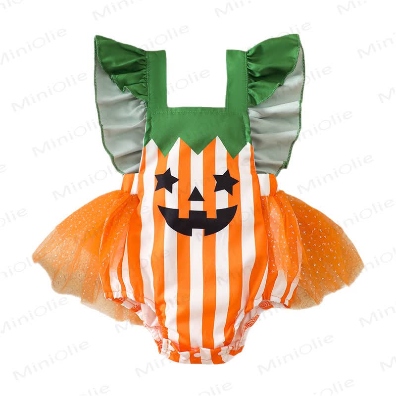 Baby Halloween Pumpkin Tulle Striped Bodysuit - image 7