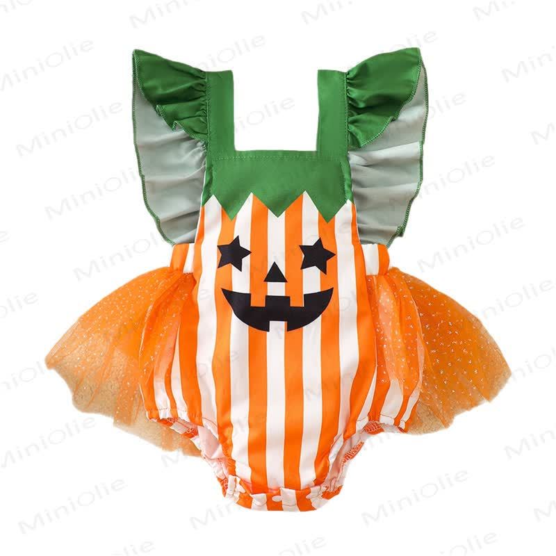 Baby Halloween Pumpkin Tulle Striped Bodysuit - image 7