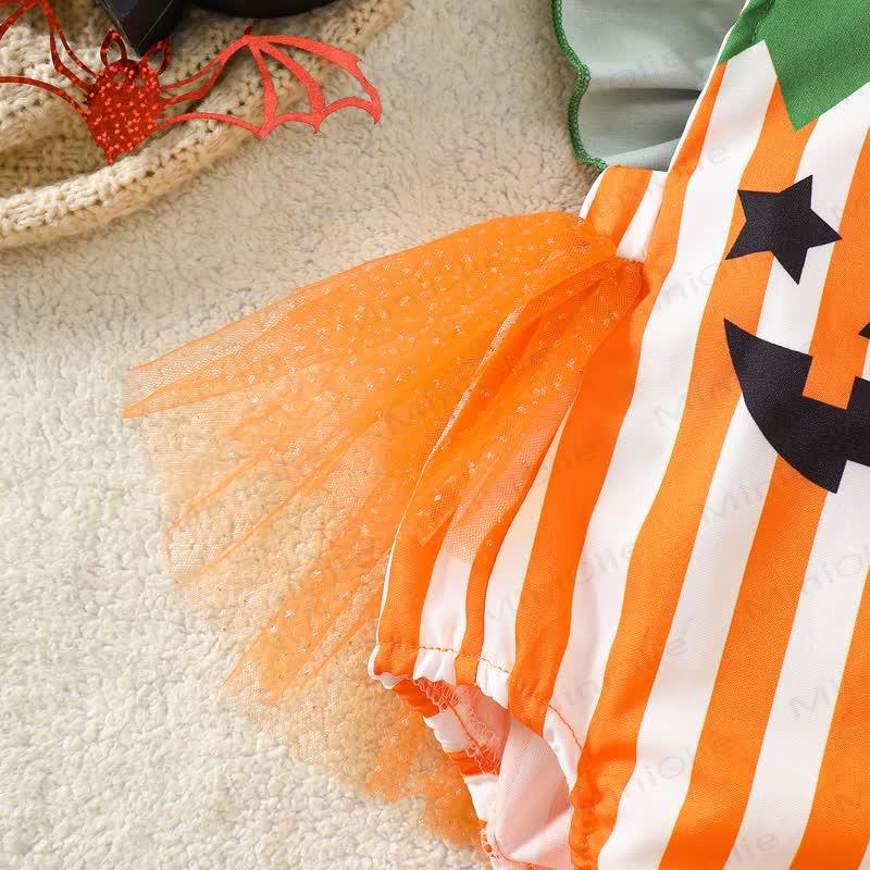 Baby Halloween Pumpkin Tulle Striped Bodysuit - image 5