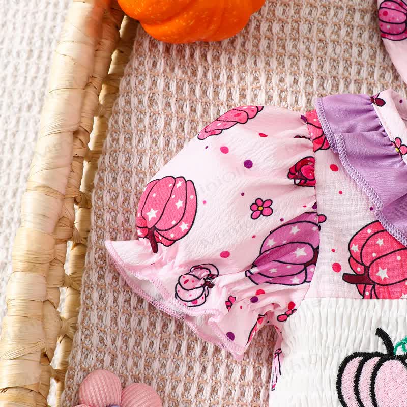 Baby Pumpkin Smocked Ruffle Collar Bodysuit with Headband - image 4