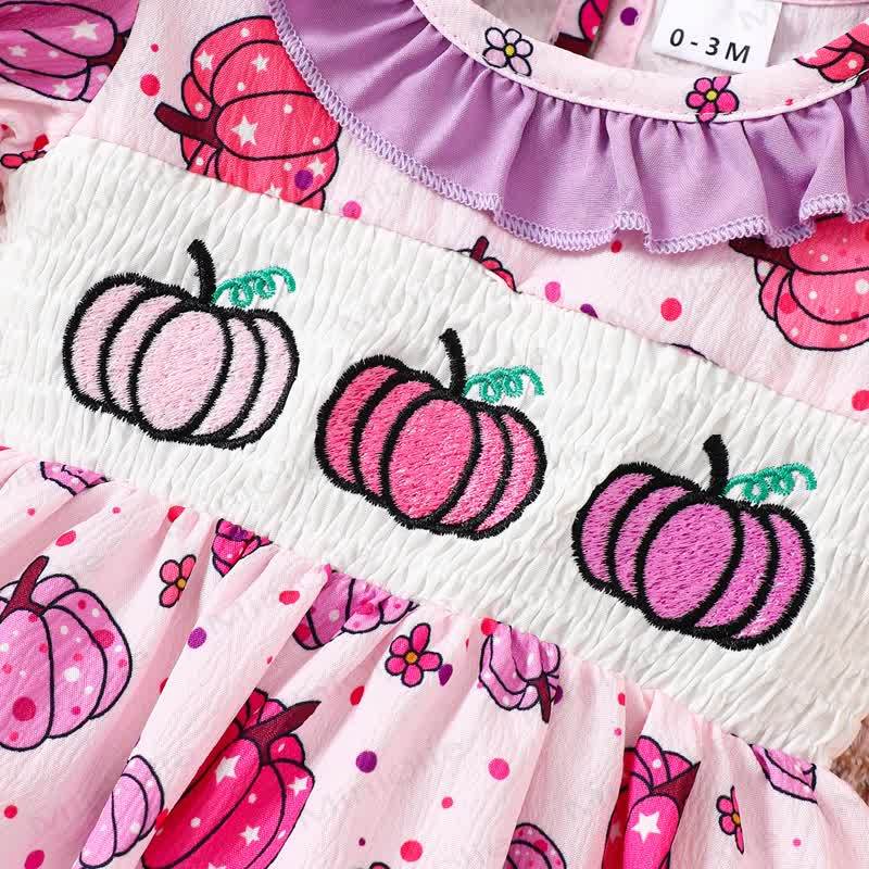 Baby Pumpkin Smocked Ruffle Collar Bodysuit with Headband - image 5