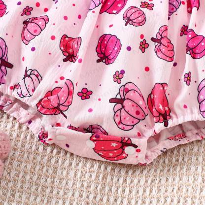 Baby Pumpkin Smocked Ruffle Collar Bodysuit with Headband - image 6