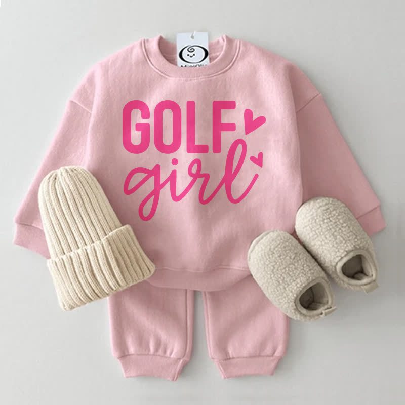 GOLF GIRL Baby Pink Sweatshirt 2-piece Set - Pink - 2-3T - image 1