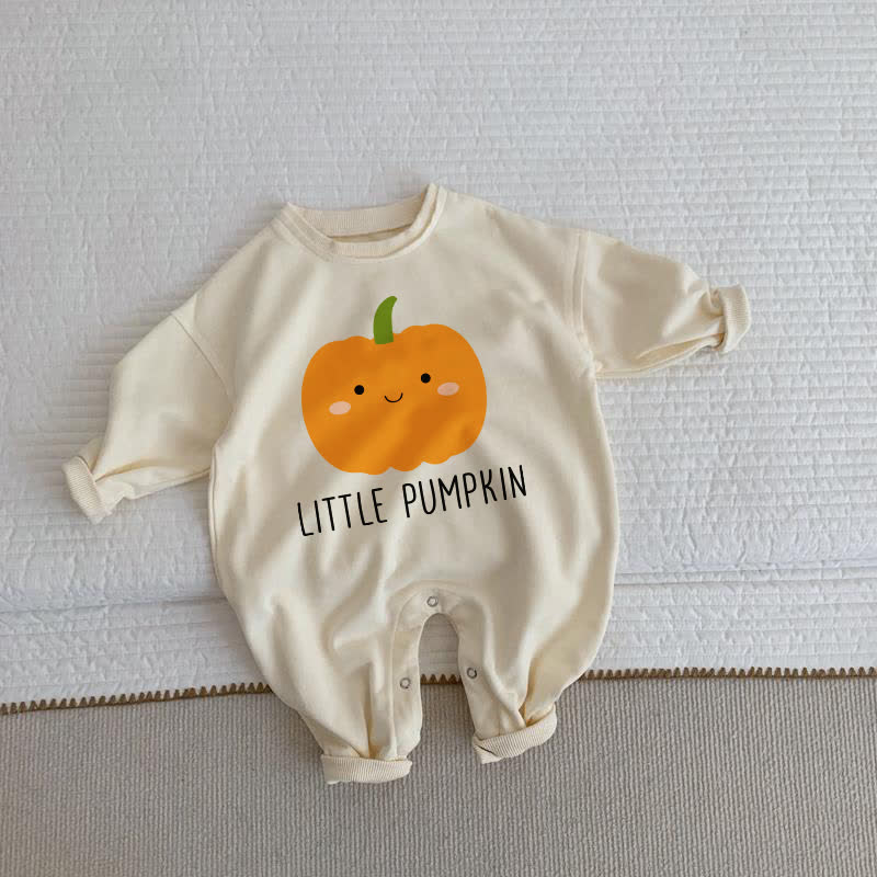 LITTLE PUMPKIN Baby Smiling Pumpkin Beige Romper - Beige - 2-3T - image 1