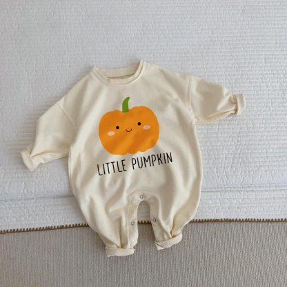LITTLE PUMPKIN Baby Smiling Pumpkin Beige Romper - Beige - 2-3T - image 1