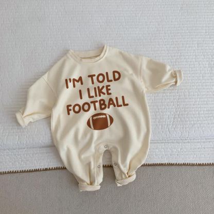 I'M TOLD I LIKE FOOTBALL Baby Beige Romper - Beige - 2-3T - image 1