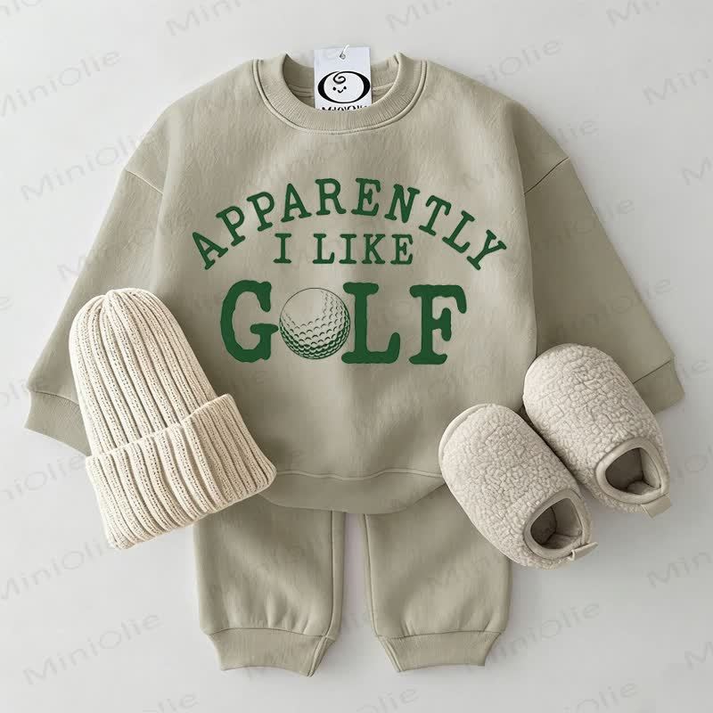 APPARENTLY I LIKE GOLF Baby Sweatshirt 2-piece Grey Green Set - Grey Green - 2-3T - image 1