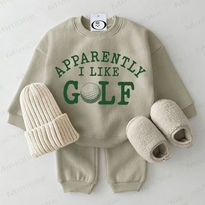 APPARENTLY I LIKE GOLF Baby Sweatshirt 2-piece Grey Green Set - Grey Green - 2-3T - image 1