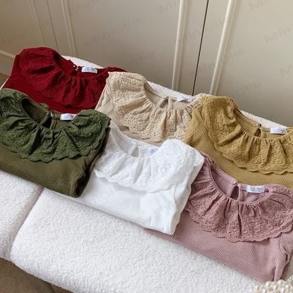 Toddler Girl Lace Collar Long Sleeve T-Shirt - image 3