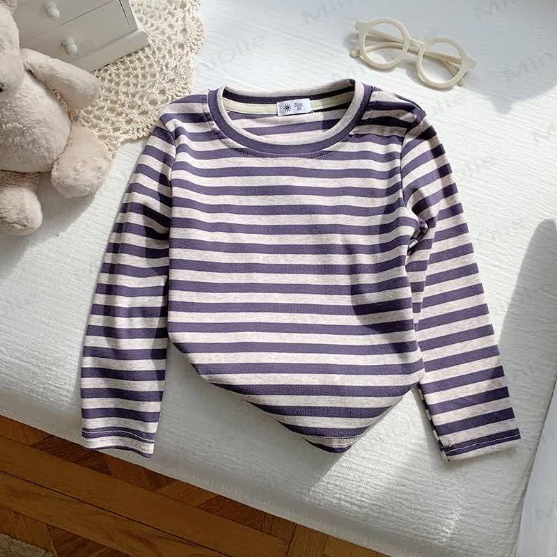 Toddler Kid Stripe Long Sleeve T-Shirt - Purple Stripe - 10-11T - image 13