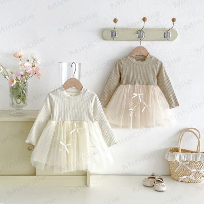 Baby Toddler Girls Long Sleeve Ribbed Knit Dress - image 3