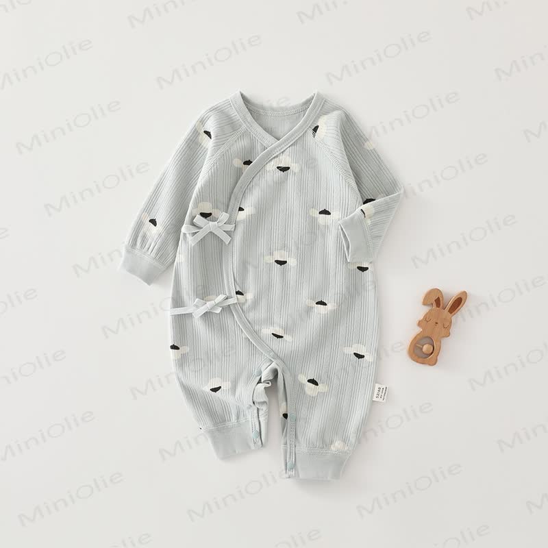 Baby Soft Ribbed Wrap Long Sleeve Romper - Blue Hat - 6-9M - image 3