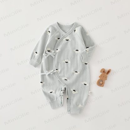 Baby Soft Ribbed Wrap Long Sleeve Romper - Blue Hat - 6-9M - image 3