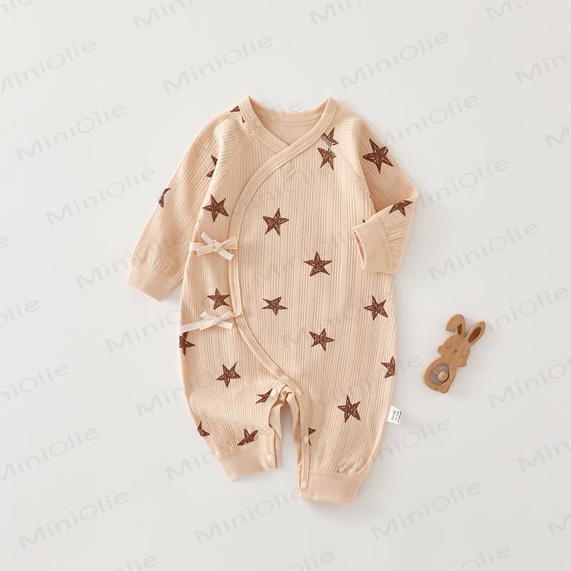 Baby Soft Ribbed Wrap Long Sleeve Romper - Yellow Star - 6-9M - image 6