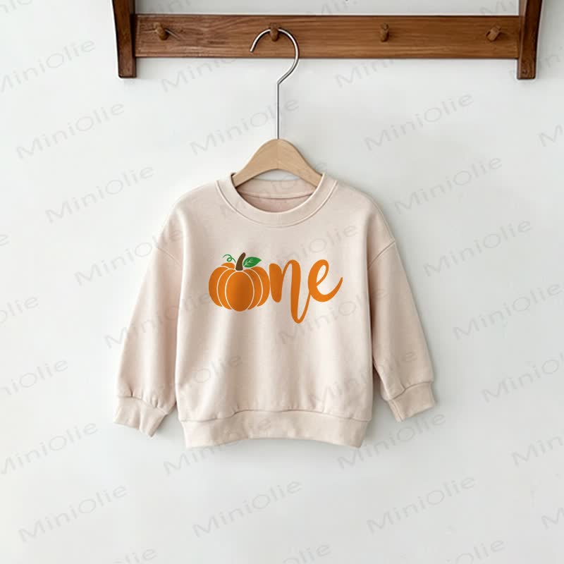 MOM/ONE Mommy and Me Pumpkin Beige Sweatshirt - Beige - Baby Sweatshirt: 2-3T - image 3