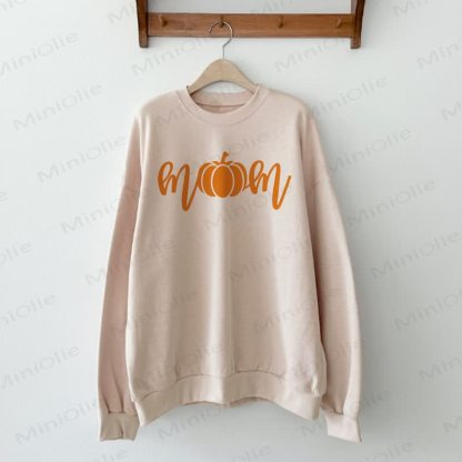MOM/ONE Mommy and Me Pumpkin Beige Sweatshirt - Beige - Adult Sweatshirt: XL - image 2