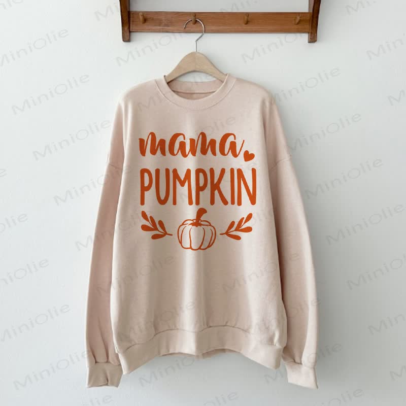 MAMA/LITTLE PUMPKIN Mommy and Me Beige Sweatshirt - Beige - Adult Sweatshirt: XL - image 2
