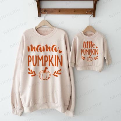 MAMA/LITTLE PUMPKIN Mommy and Me Beige Sweatshirt - image 1