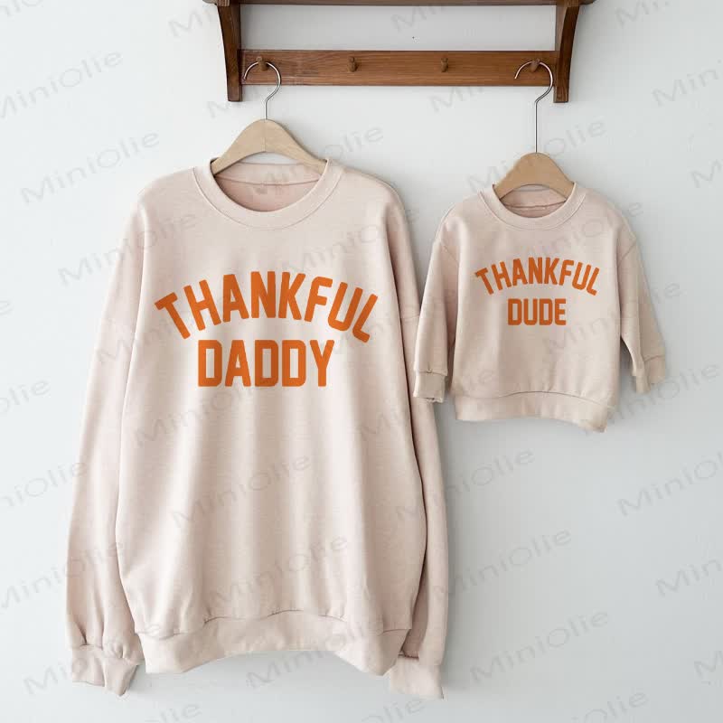 THANKFUL DADDY/DUDE Beige Daddy and Me Sweatshirt - image 1