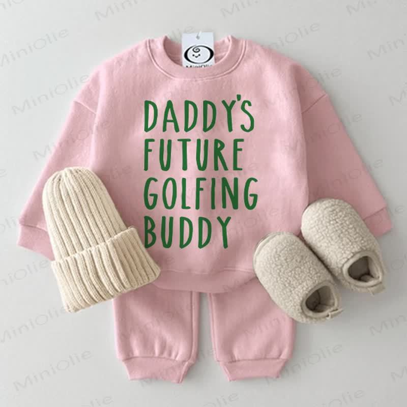 DADDY'S FUTURE GOLFING BUDDY Baby Pink Sweatshirt 2-piece Set - Pink - 2-3T - image 1