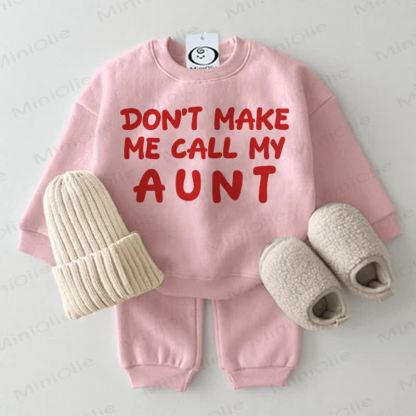 DON'T MAKE ME CALL MY AUNT Baby Pink Sweatshirt 2-piece Set - Pink - 2-3T - image 1