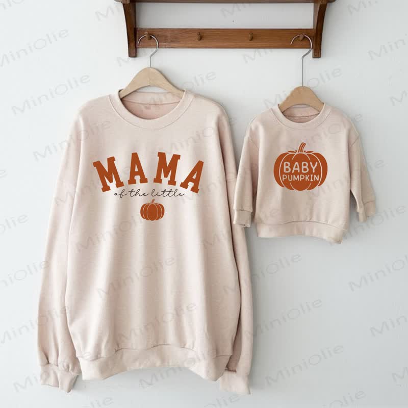 MAMA OF THE LITTLE PUMPKIN/BABY PUMPKIN Beige Family Sweatshirt - Beige - Adult Sweatshirt: XL - image 1