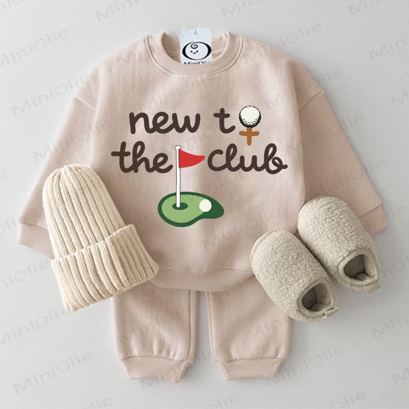 NEW TO THE CLUB Baby Sweatshirt 2-piece Set - Beige - 2-3T - image 1
