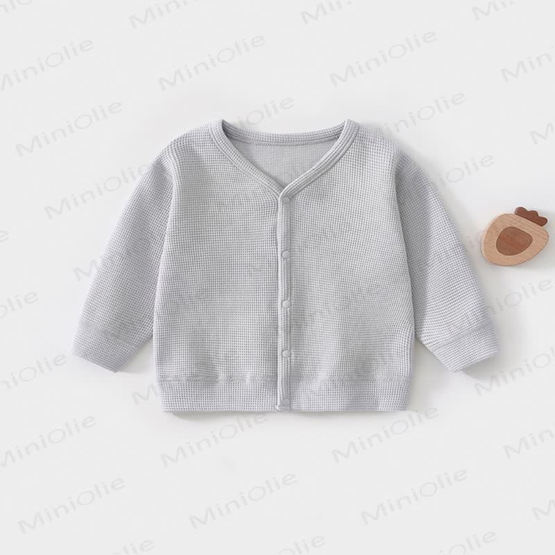 Baby Toddler Waffle Knit Front Snap Cardigan Coat - Haze Blue - 3-4T - image 3