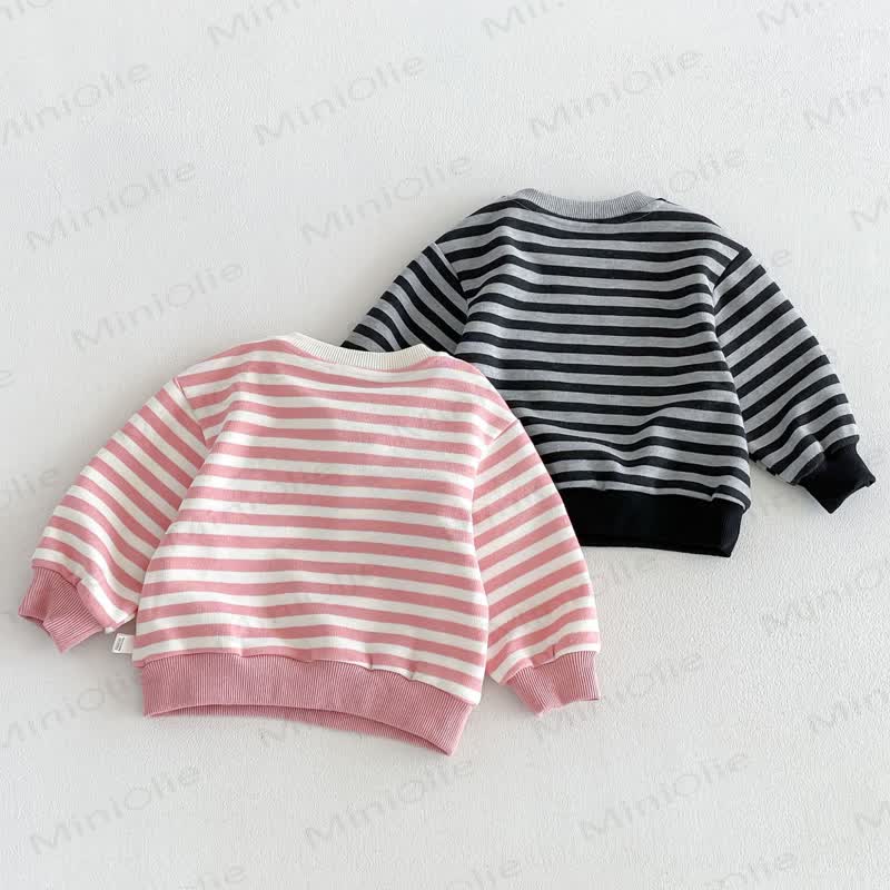CHERRY GIRL Baby Toddler Lace Heart Striped Cotton Long Sleeve Sweatshirt - image 3