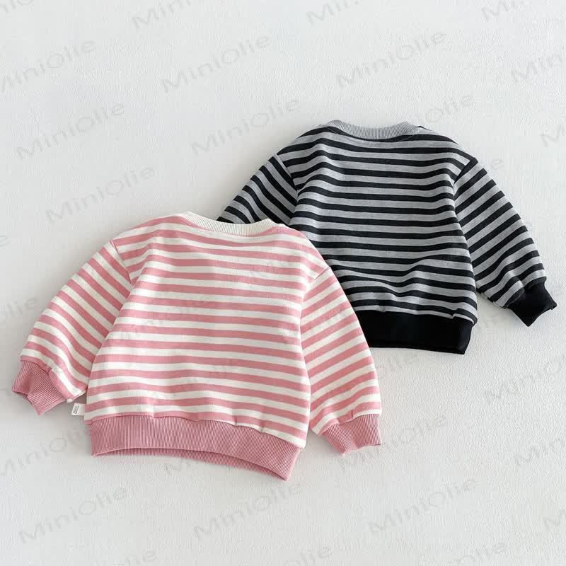 CHERRY GIRL Baby Toddler Lace Heart Striped Cotton Long Sleeve Sweatshirt - image 3