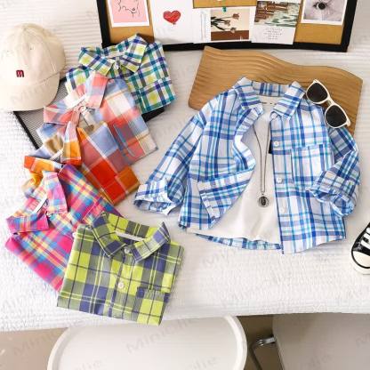 Toddler Colorful Plaid Button Front Pocket Summer Shirt - image 1