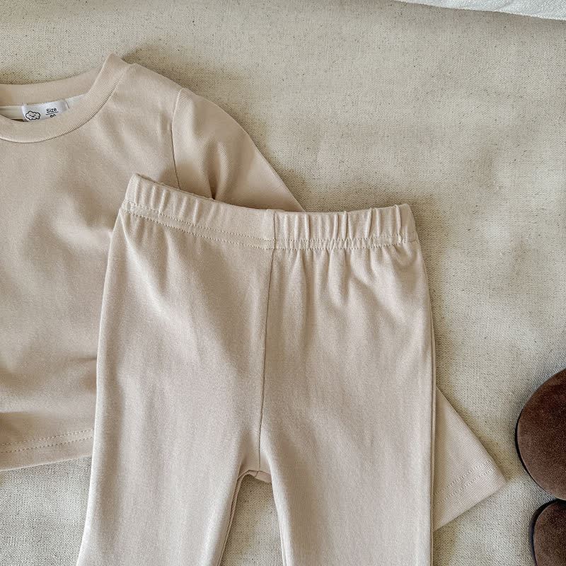 Toddler Girls Solid Color Side Tie Top and Flare Pants 2-piece Set - image 12