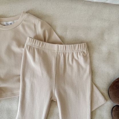 Toddler Girls Solid Color Side Tie Top and Flare Pants 2-piece Set - image 12