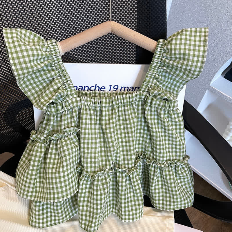 Toddler Girl Gingham Ruffle Top and Pants 2-piece Set - image 3