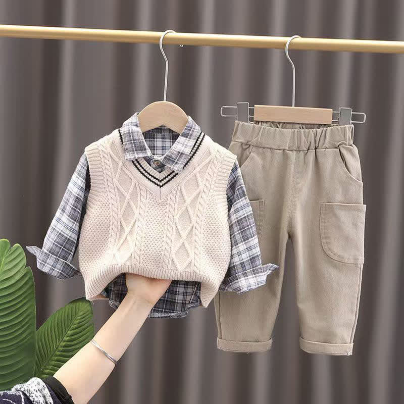 Toddler Boy Vintage Animal/Smiley Face Set - Beige 3-piece Set - 4-5T - image 6