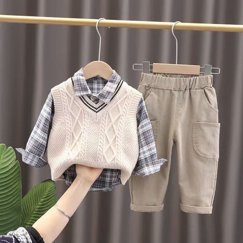 Toddler Boy Vintage Animal/Smiley Face Set - Beige 3-piece Set - 4-5T - image 6