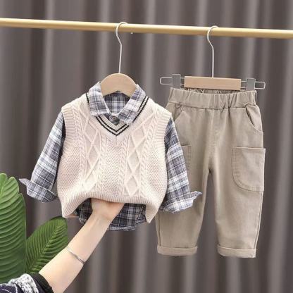 Toddler Boy Vintage Animal/Smiley Face Set - Beige 3-piece Set - 4-5T - image 6