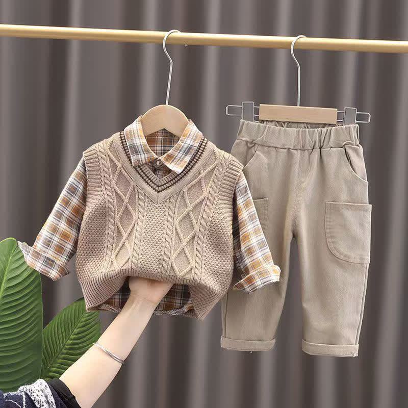 Toddler Boy Vintage Animal/Smiley Face Set - Khaki 3-piece Set - 4-5T - image 5