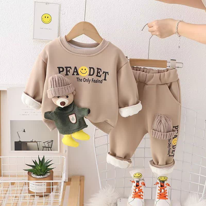 Toddler Boy Vintage Animal/Smiley Face Set - Khaki Smiley Face 2-piece Set - 4-5T - image 9