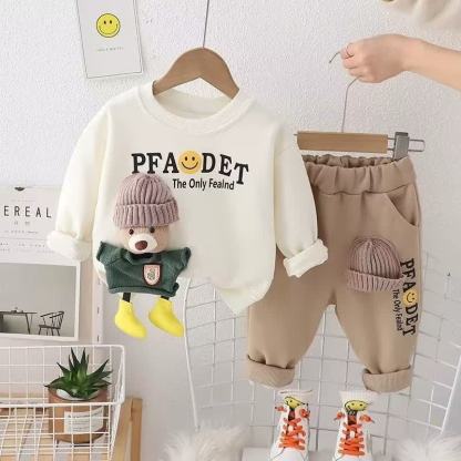 Toddler Boy Vintage Animal/Smiley Face Set - Beige Smiley Face 2-piece Set - 4-5T - image 10