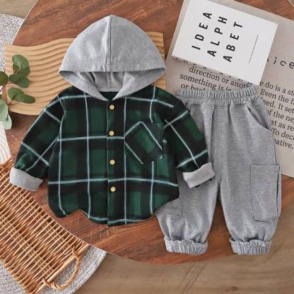 Toddler Boy Vintage Animal/Smiley Face Set - Green Plaid 2-piece Set - 4-5T - image 20