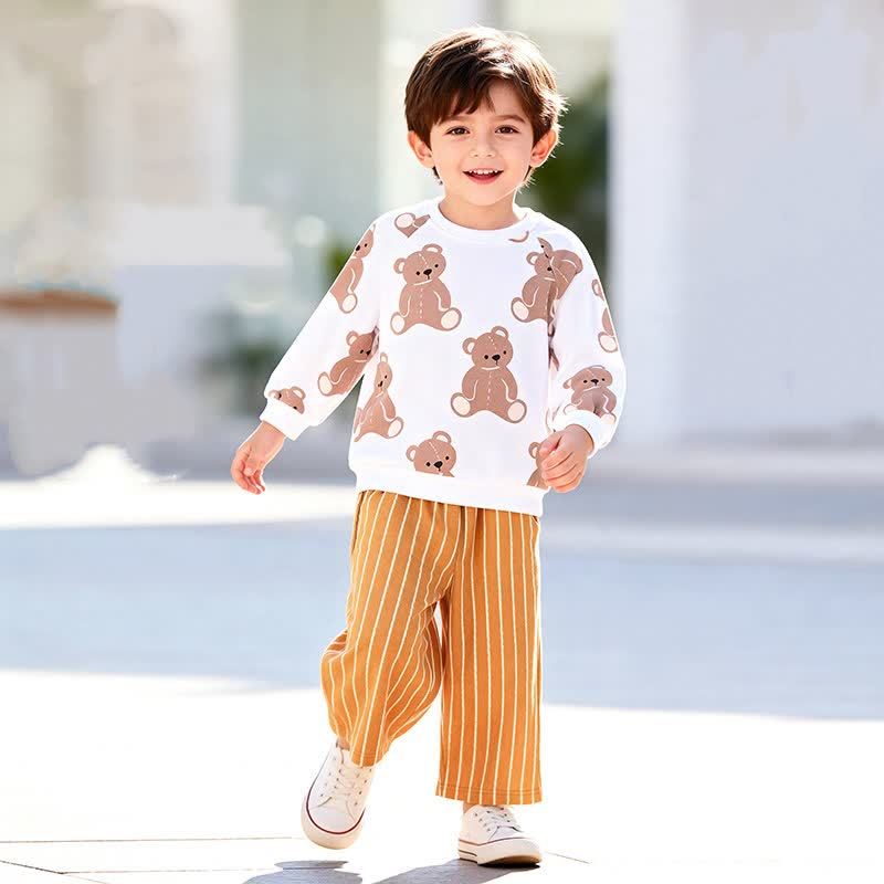 Toddler Teddy Bear Sweatshirt and Striped Pants 2-piece Set - image 1