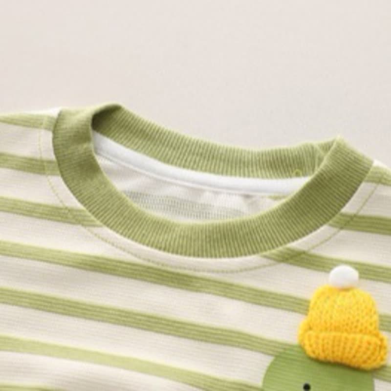 YAYALE Toddler Boy Striped Dino Applique Top and Pants 2-piece Set - image 5
