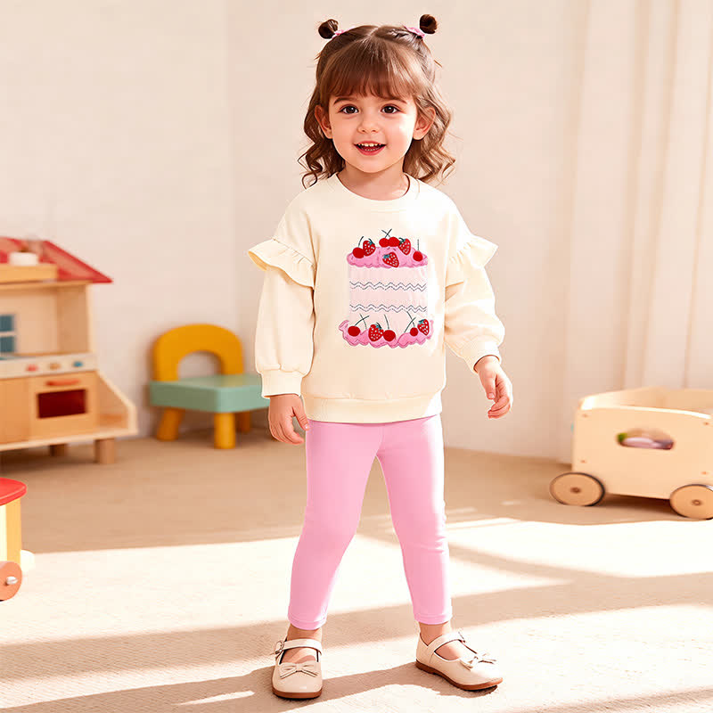 Toddler Girl Cake Applique Sweatshirt and Pants 2-piece Set - image 1