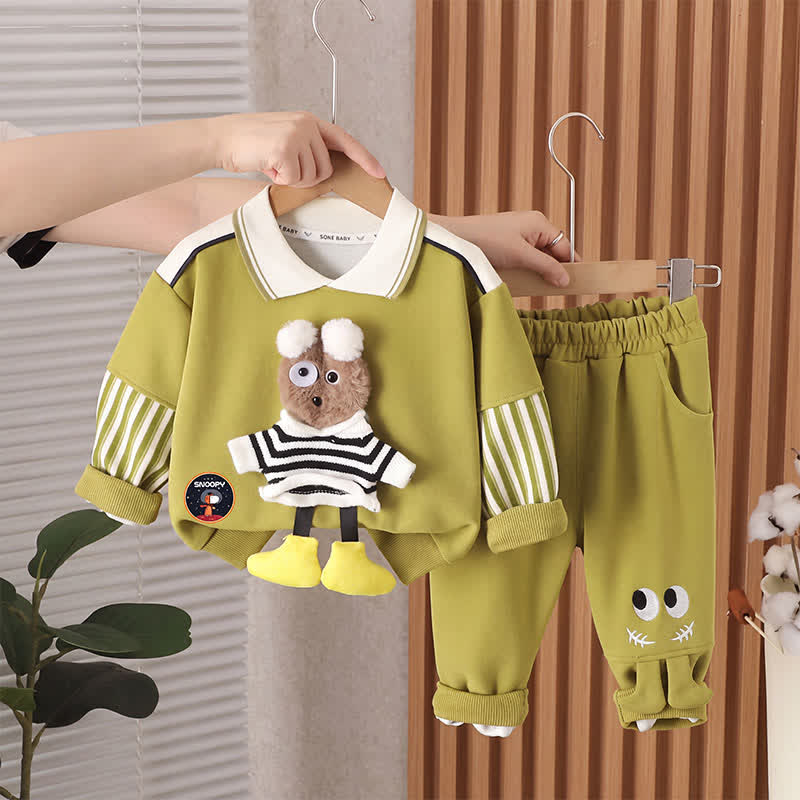 Toddler Boy Vintage Animal/Smiley Face Set - Green Hanging Bear 2-piece Set - 4-5T - image 14