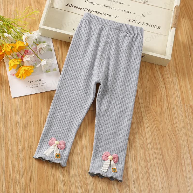 Baby Toddler Ribbed Bow Detail Ruffle Leggings - Gray - 6-7T - image 4