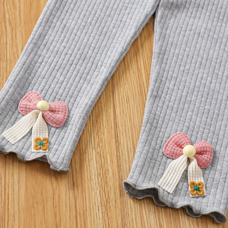 Baby Toddler Ribbed Bow Detail Ruffle Leggings - image 8