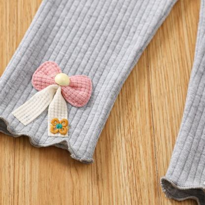 Baby Toddler Ribbed Bow Detail Ruffle Leggings - image 9